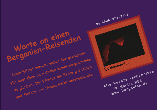 Worte an einen Berganien-Reisenden (Gedicht); Klicken Sie hier für nächsten Comic-Teil!